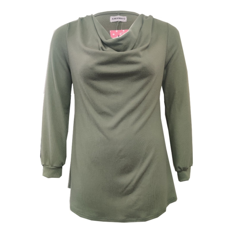 Plus Size Bluse Natsu Soft Moss i Store Plus Size Størrelser