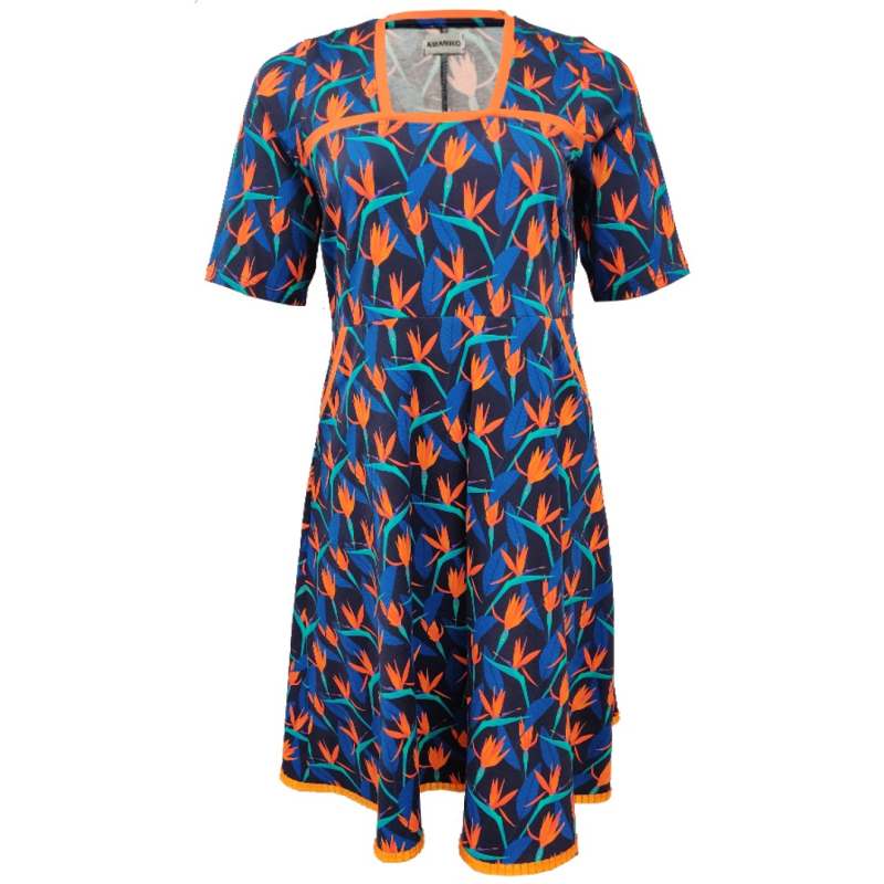 Plus Size Kjole Genkei Blue Leaf i Store Plus Size Størrelser