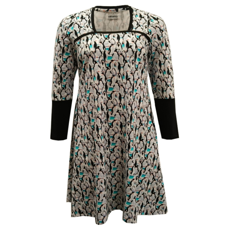 Plus Size Kjole med Pingviner - Tokyo Penguin A-formet