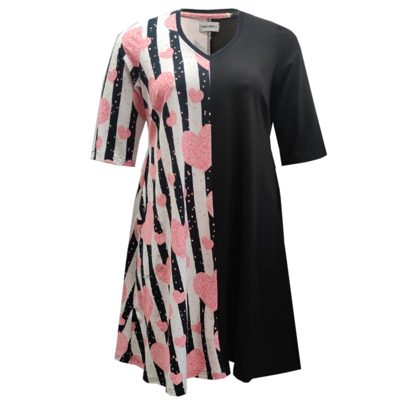 Plus Size Kjole Tulla Hearts    Stripes i Store Plus Size Størrelser