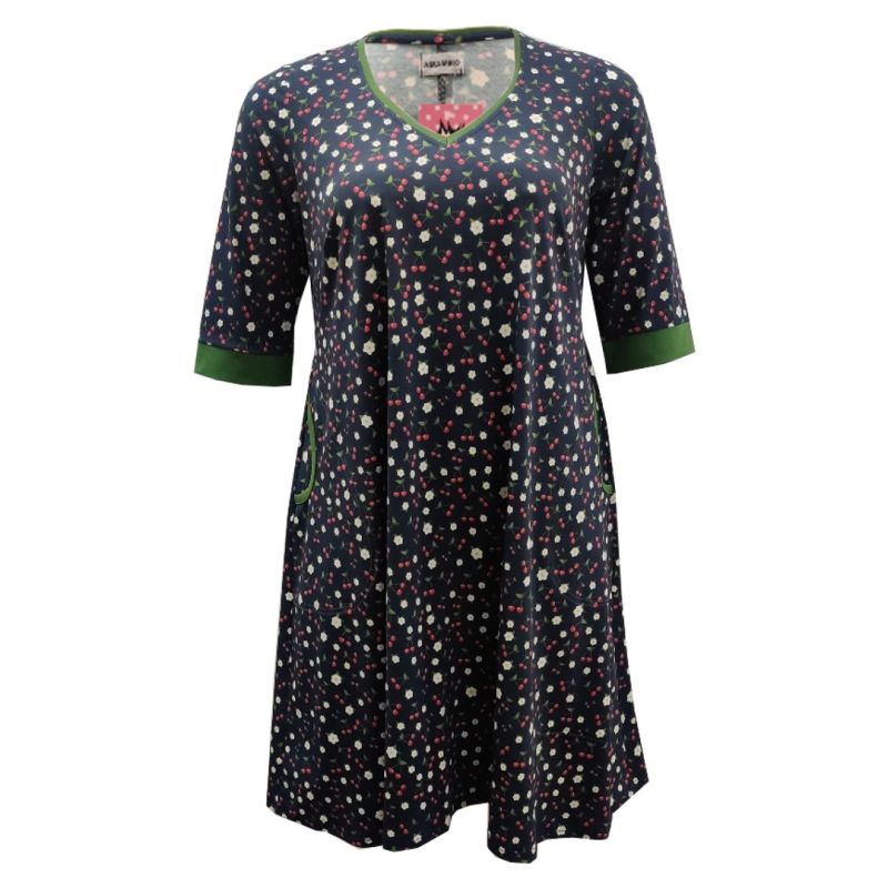 Plus Size Kjole Tulla Navy Cherry i Store Plus Size Størrelser