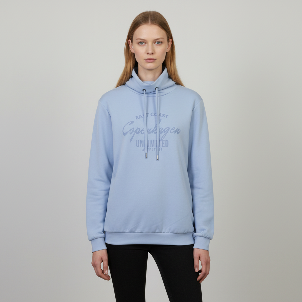 Chacha Banu Dame Sweatshirt Light Blue   i Store Plus Size Størrelser