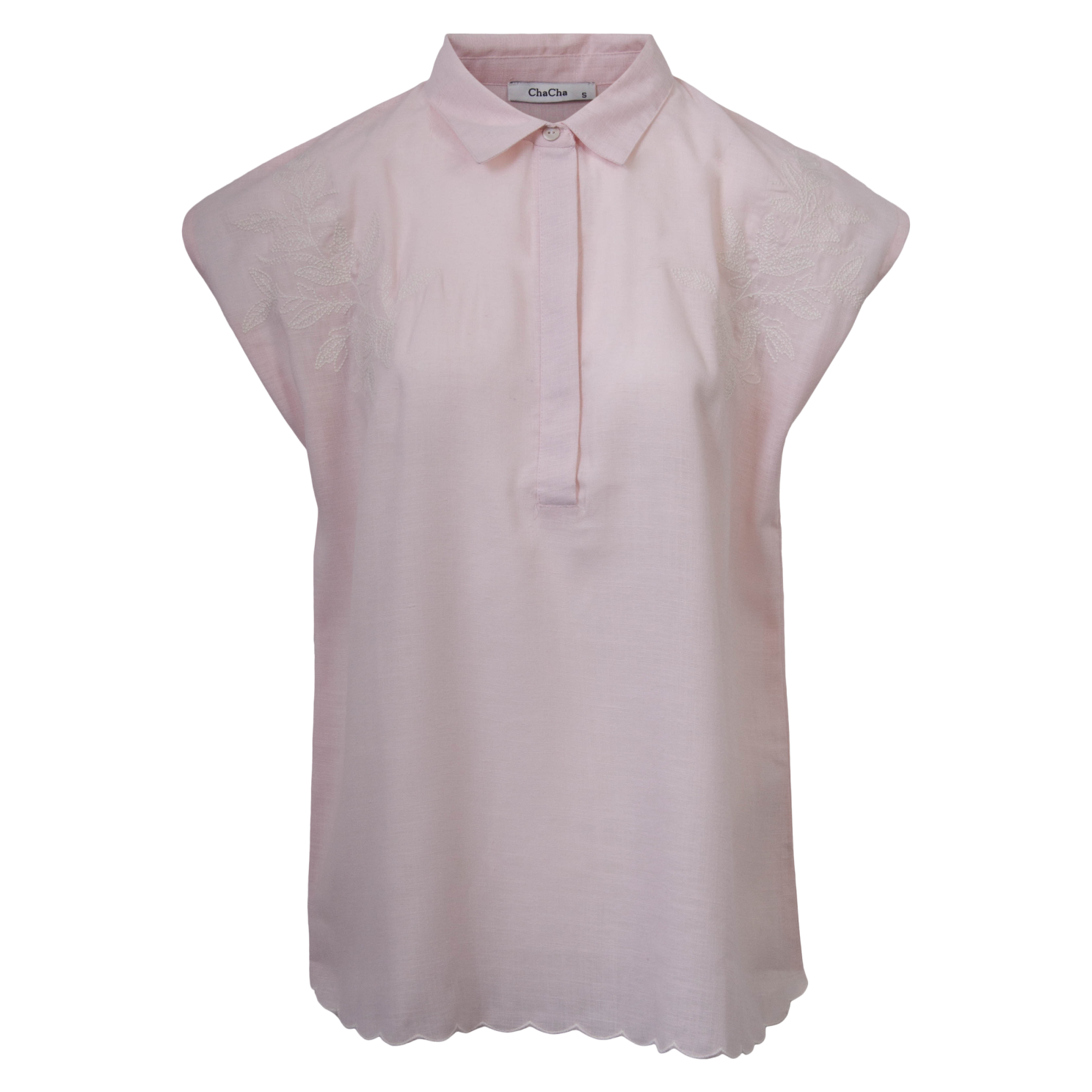 Chacha Plus Size Kortærmet Hørmix Skjorte - Rose Tilbud!