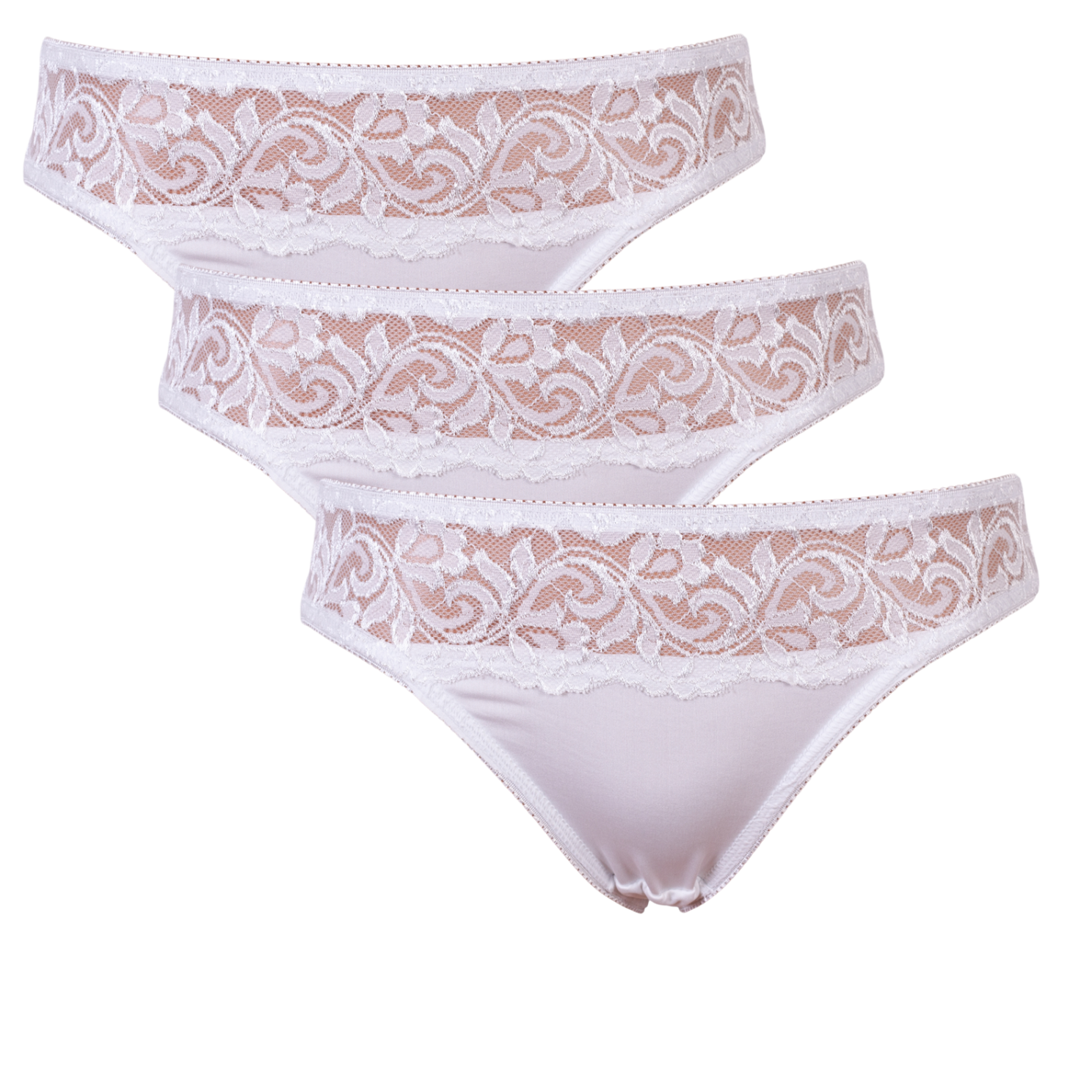 Crossbow Plus Size Dame Trusser - Hvid 3-pak med Blonder