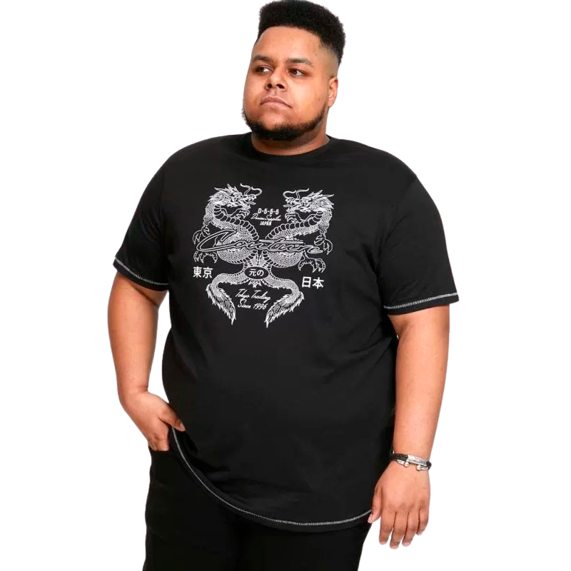 D5555 Elijah Plus Size Herre T-shirt – Stilsikker i Sort!