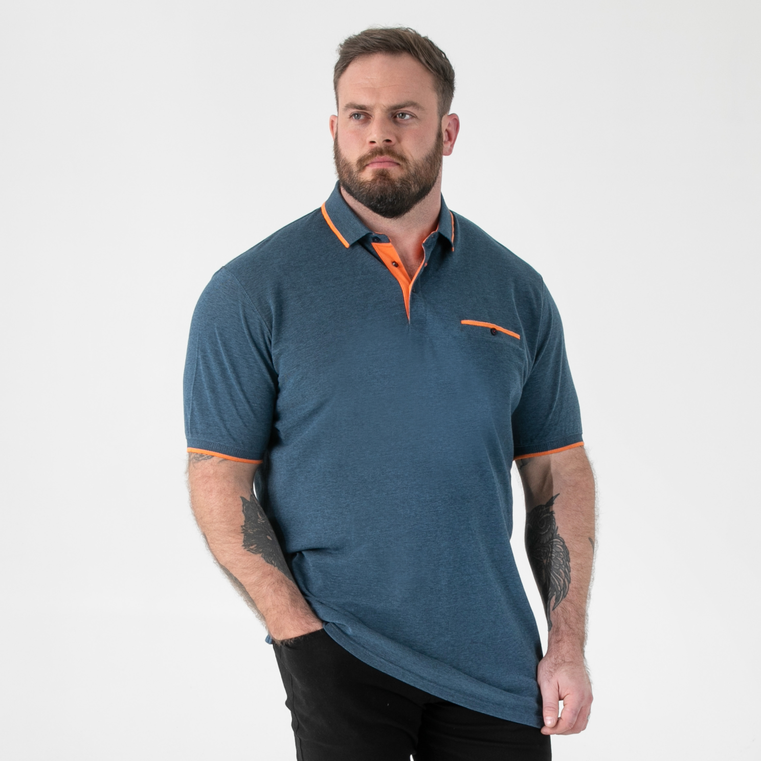 D555 Harvey Herre Polo Teal    i Store Plus Size Størrelser