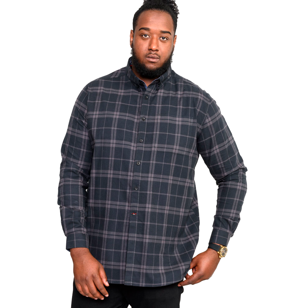 D5555 Plus Size Herreskjorte – Sort med Moderne Print