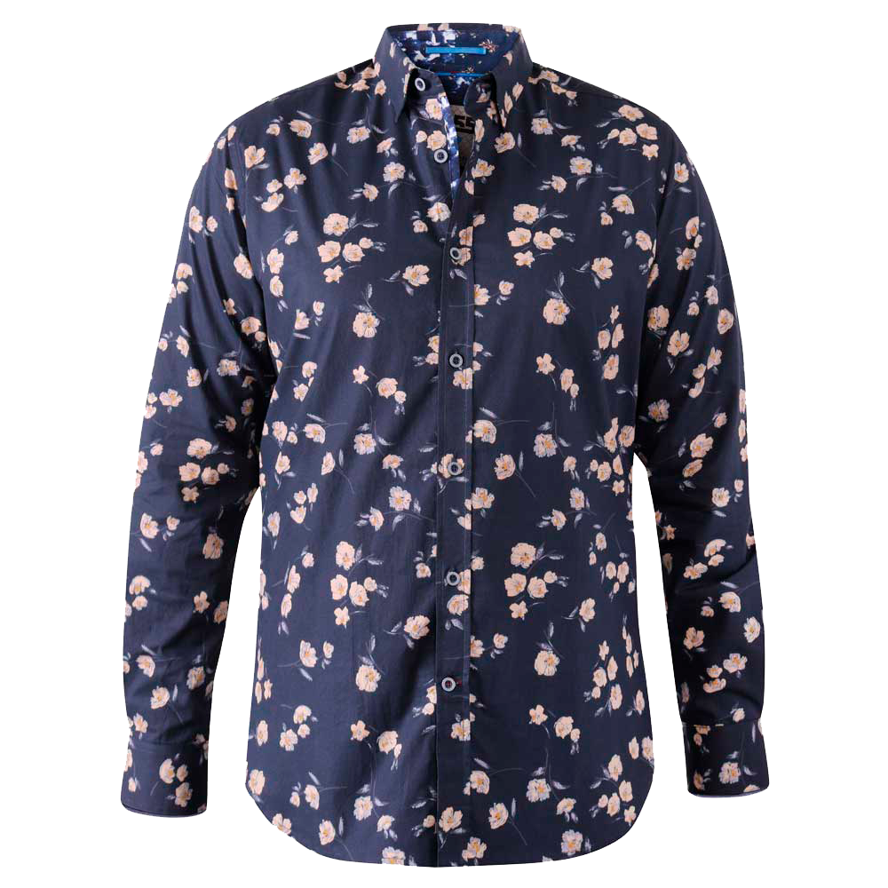 D5555 Plus Size Herreskjorte med Unikt Print – Navy Tilbud