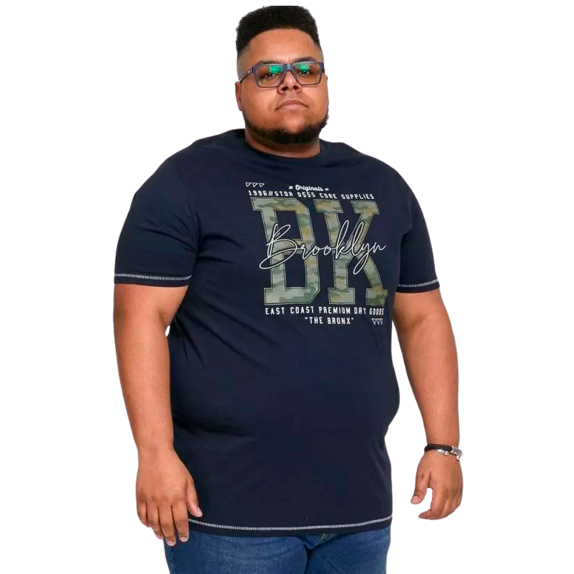 D5555 Navy T-shirt til Mænd – Plus Size Tilbud!