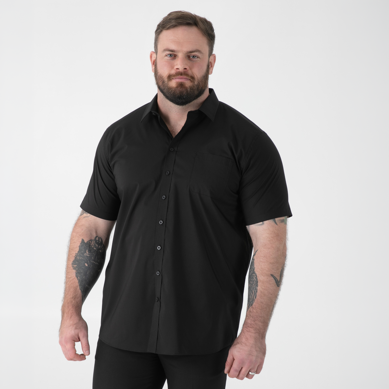 D555 Lucas Herre Kortærmet Skjorte Black    i Store Plus Size Størrelser