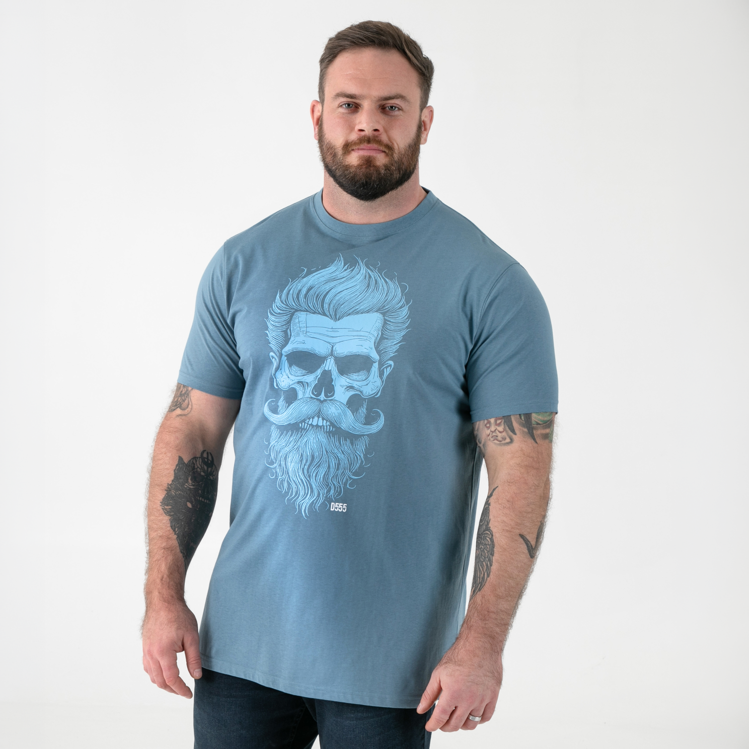 D555 Miller Herre  -shirt Light Teal    i Store Plus Size Størrelser