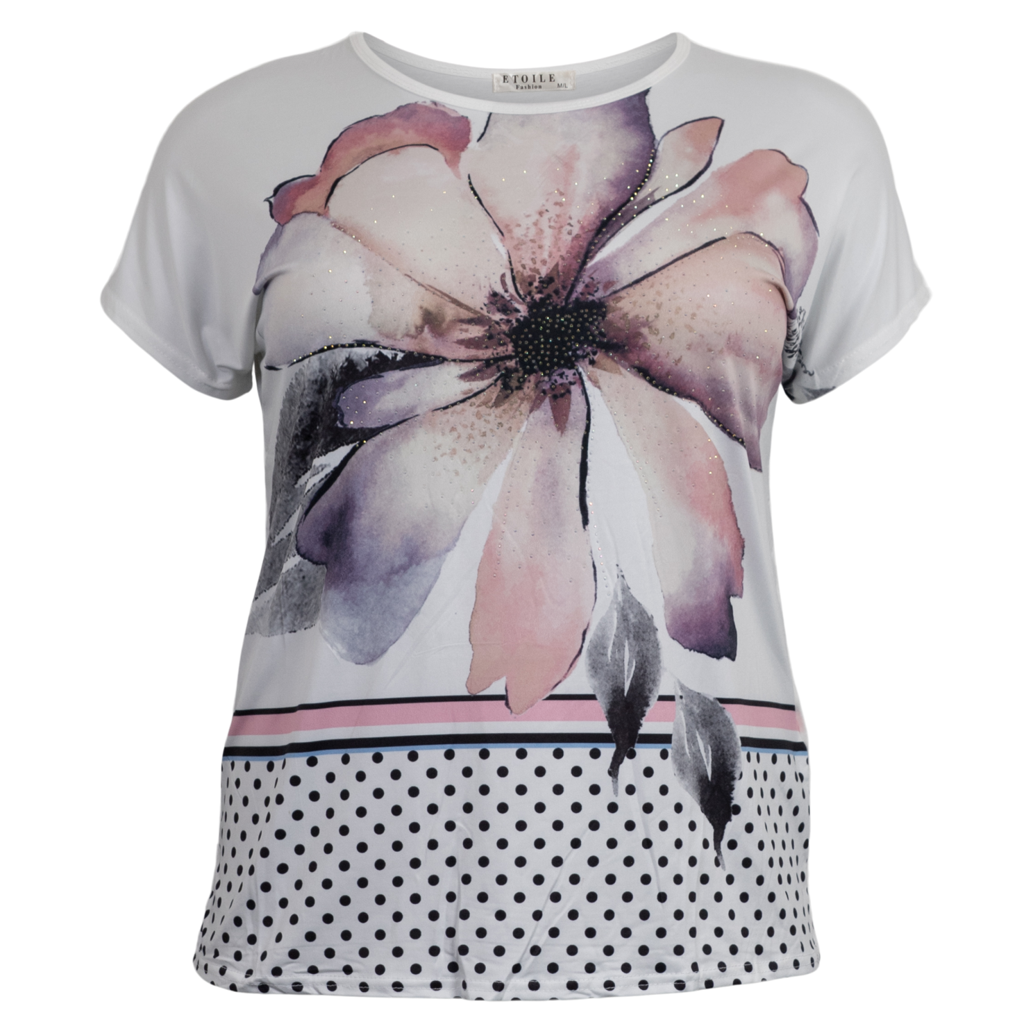 Etoile Dame  -shirt Hvid      i Store Plus Size Størrelser