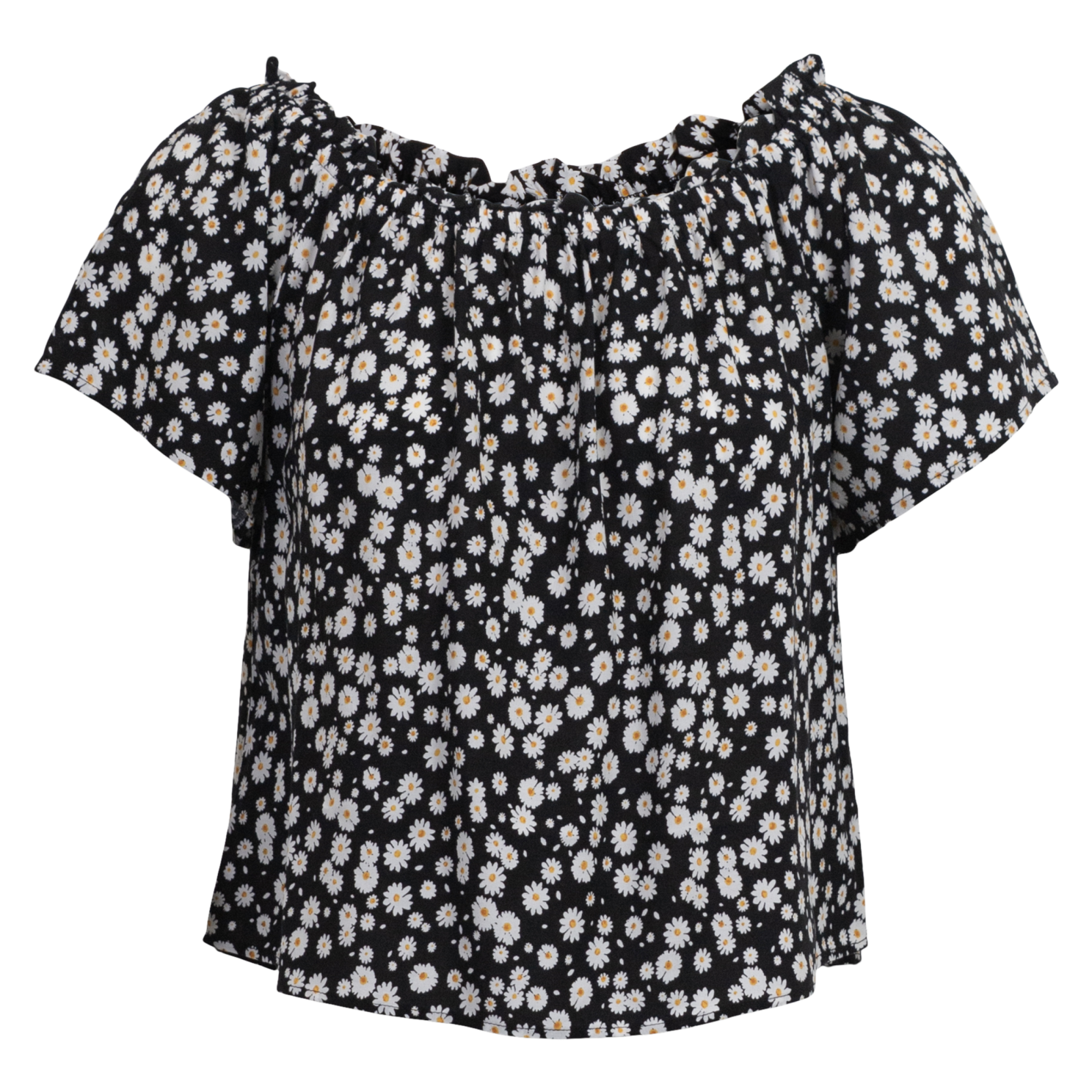 Hailys Dame Top Black Flower   i Store Plus Size Størrelser