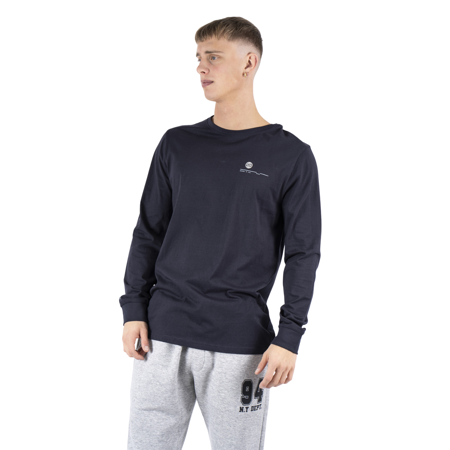 Marcus Ardy Herre Langærmet T-shirt – Night Navy Tilbud