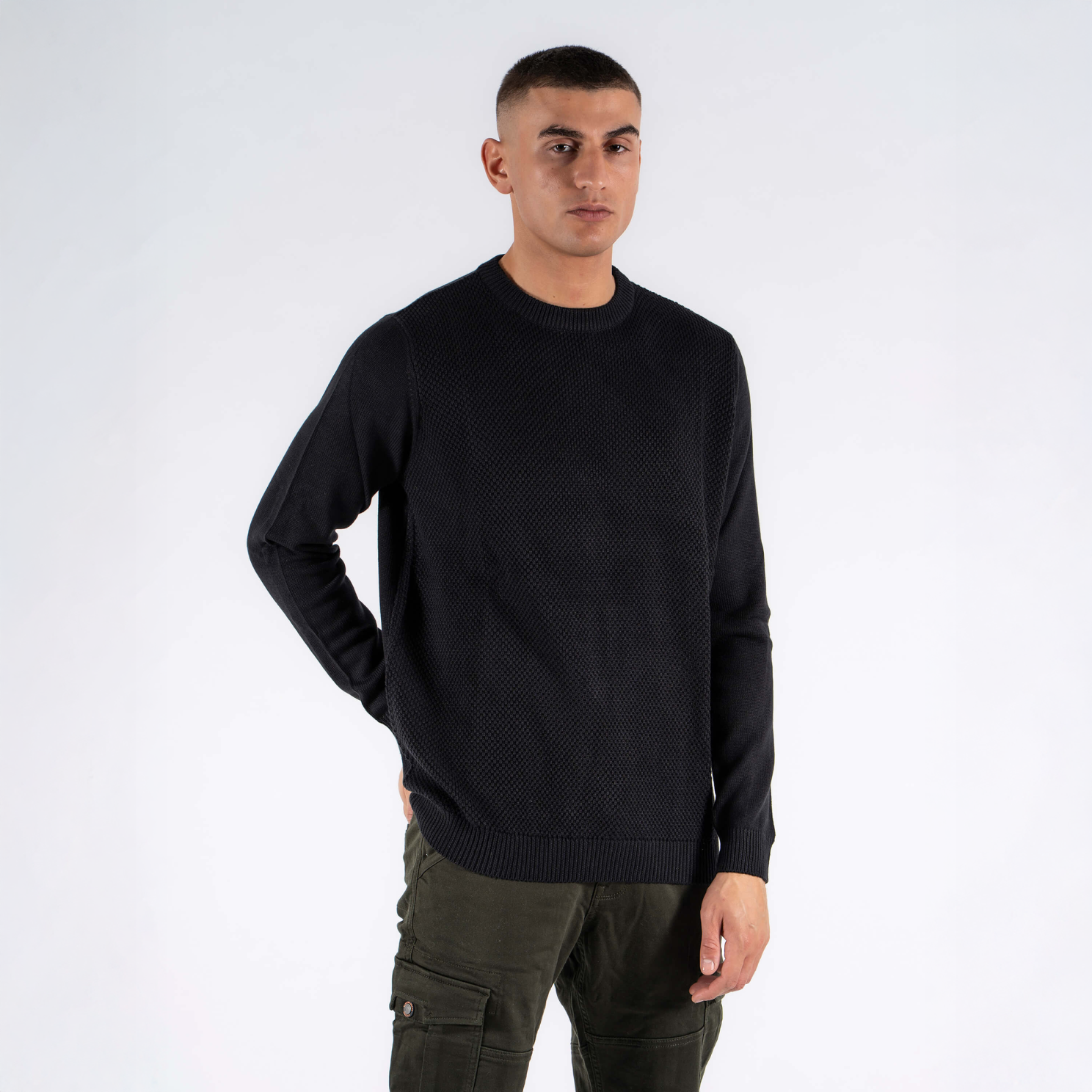 Elegant Plus Size Herre Striktrøje – Sort Design