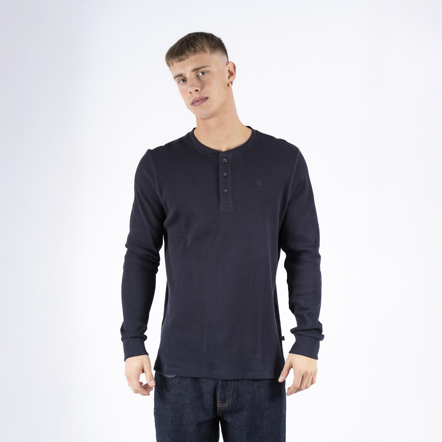 Marcus Ziggy Herre Langærmet  -shirt Night Navy    i Store Plus Size Størrelser