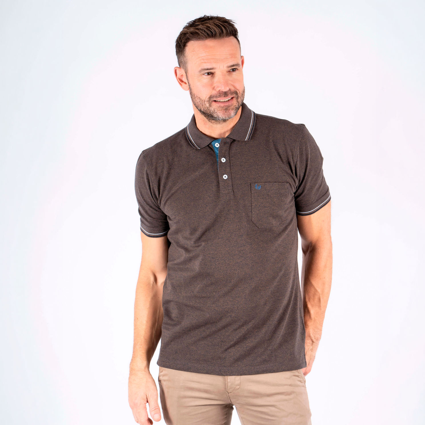 Pre End Herre Polo Mid Brown    i Store Plus Size Størrelser