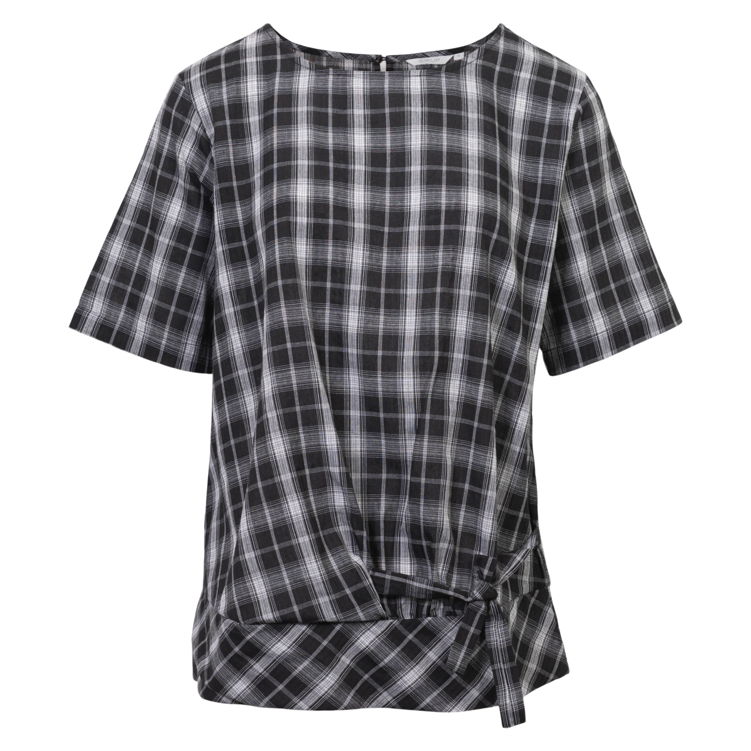 Sort Plus Size Bluse med Knyttedetalje – Black Friday Tilbud