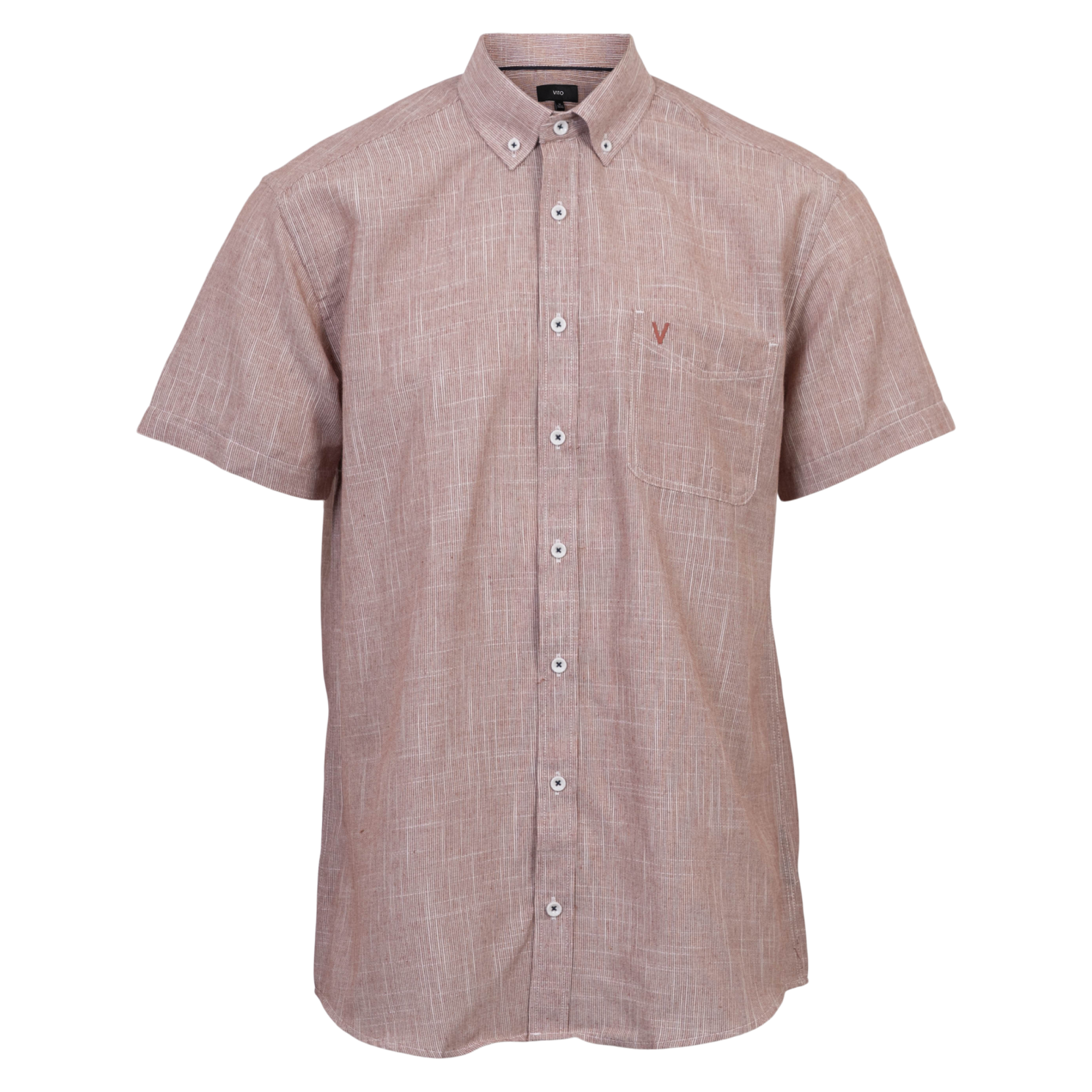 Vito Edwin Herre Kortærmet Skjorte Henna Red  -43 44 i Store Plus Size Størrelser