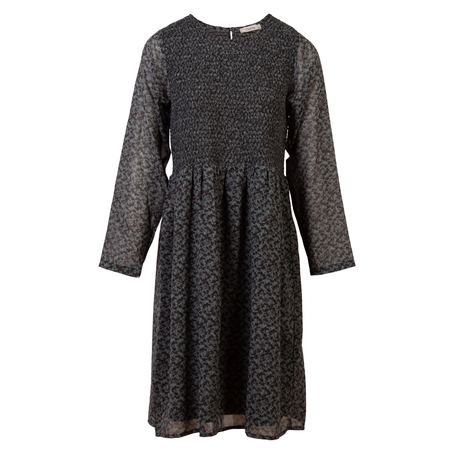 Elegant blå plus size damekjole med lange ærmer - Tilbud!