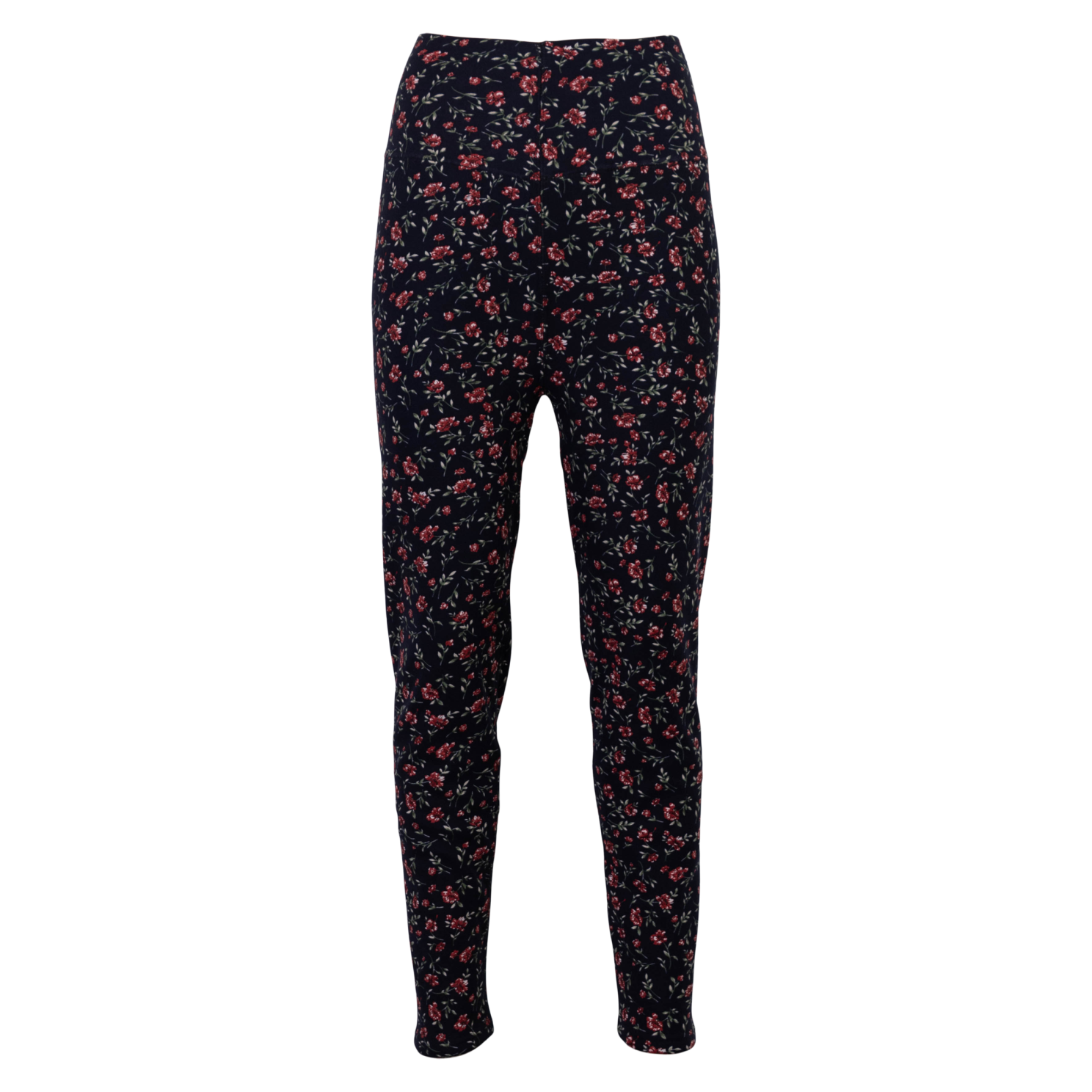 Anyway Dame Termoleggings    Fleece Navy Rød Blomst     i Store Plus Size Størrelser