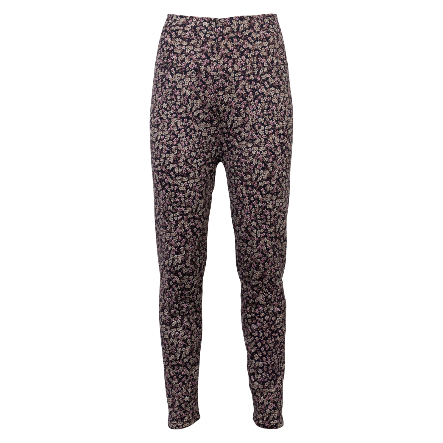 Anyway Dame Fleece Termoleggings – Sort med Blomster på tilbud!