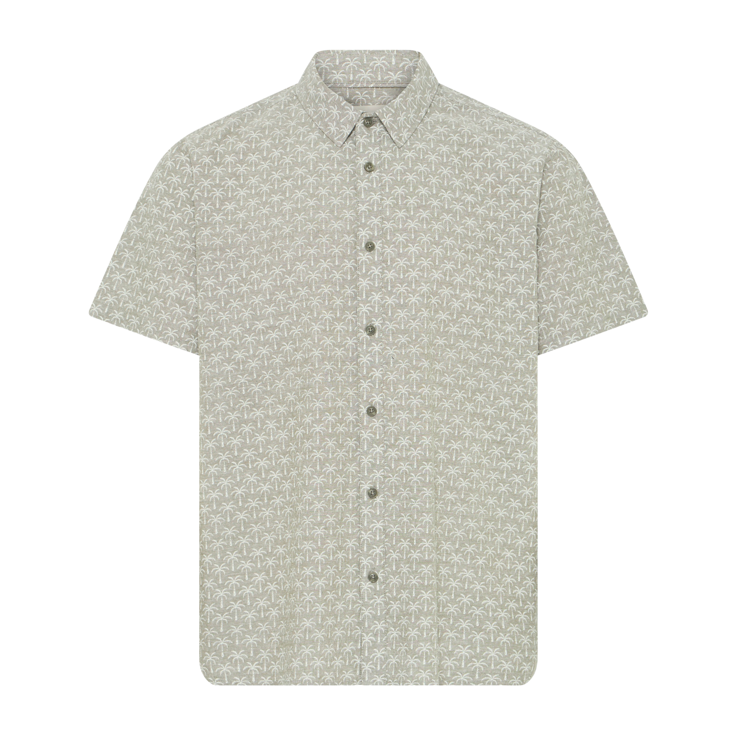 Blend Aban Herre Kortærmet Skjorte   Hørmix Dusty Olive    i Store Plus Size Størrelser