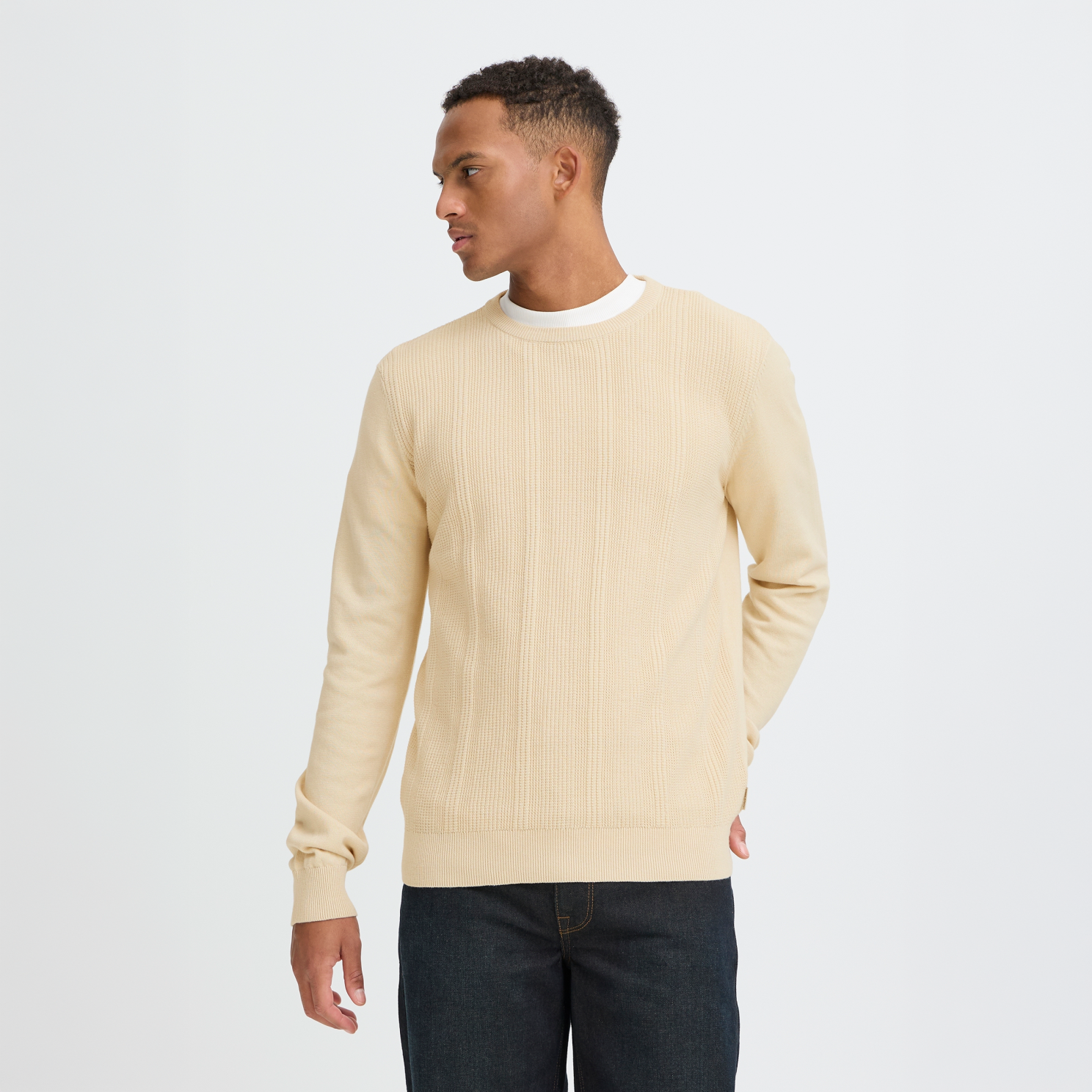Blend Baron Herre Striktrøje Oyster Gray   i Store Plus Size Størrelser