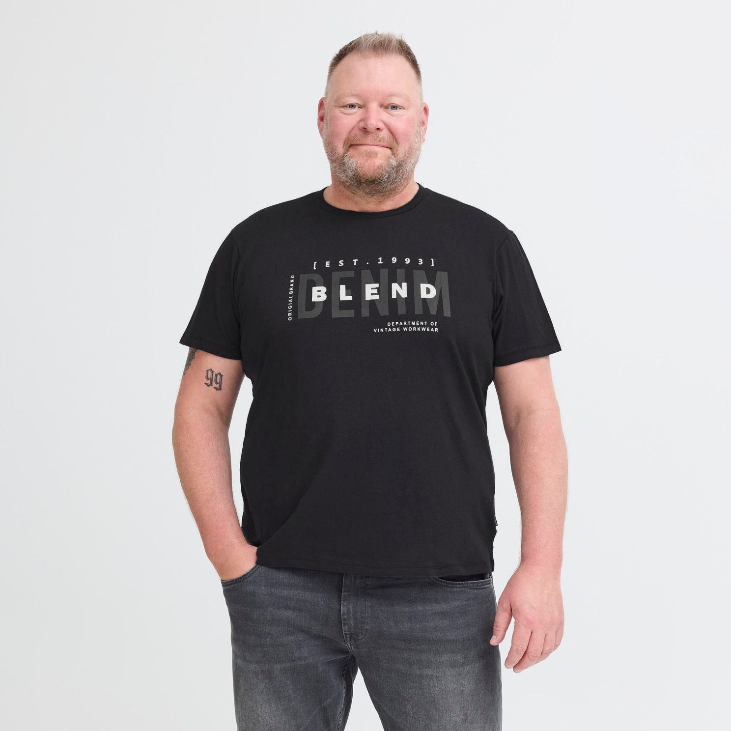 Blend Bhkiman Herre T-shirt – Sort – Plus Size Tilbud
