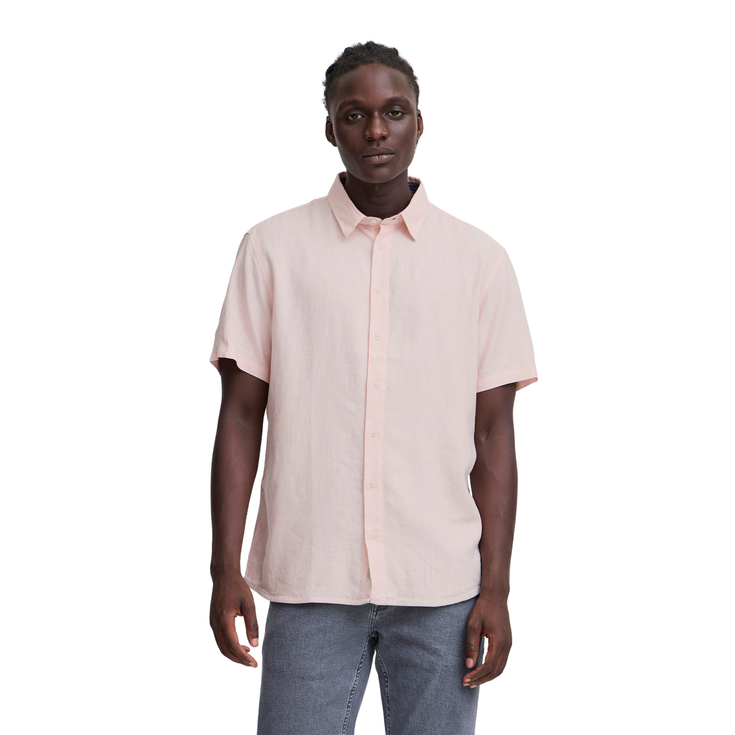 Blend Bobby Herre Skjorte – Kortærmet Hørmix i Chalk Pink