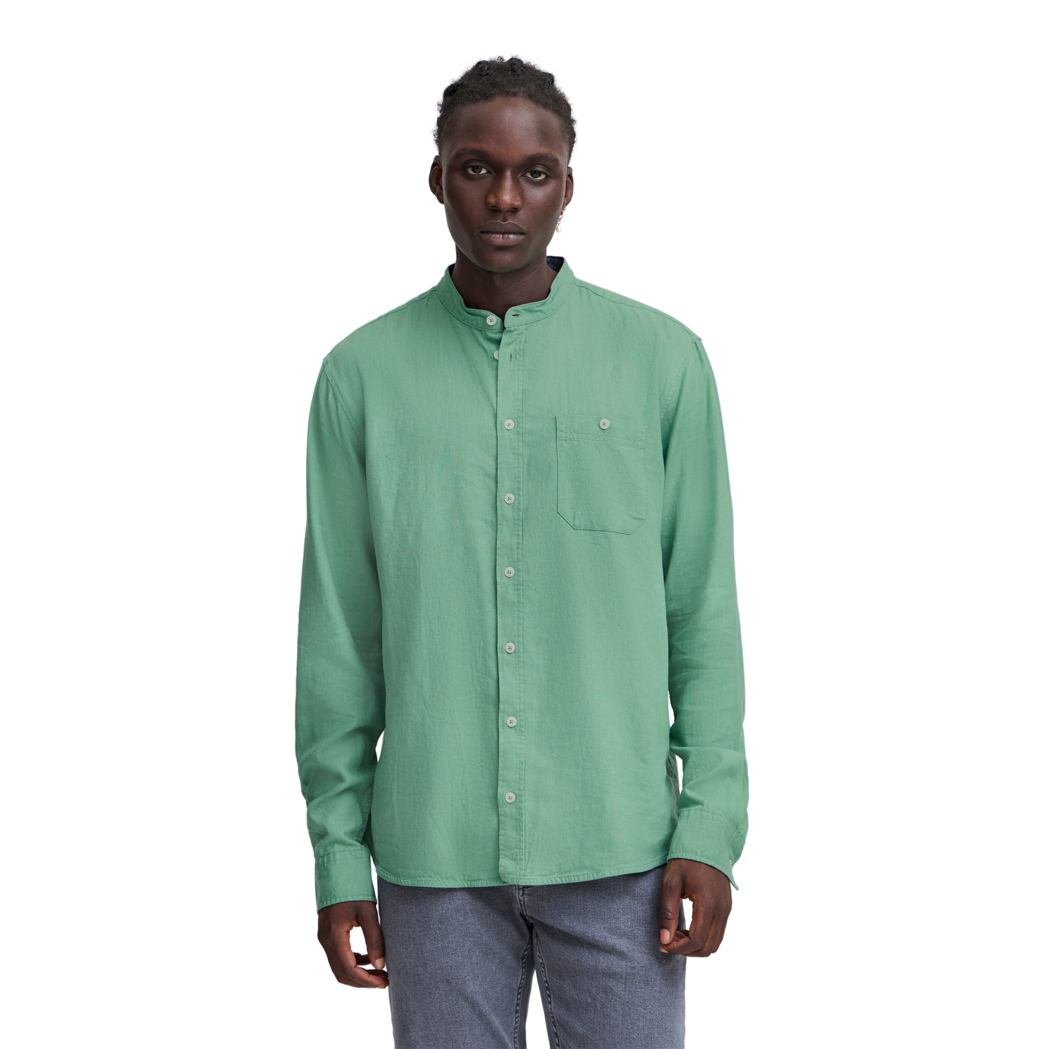 Blend Bobby Herre Skjorte i Hørmix – Malachite Grøn Tilbud