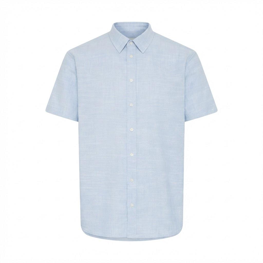 Blend Daris Herre Kortærmet Skjorte Faded Denim    i Store Plus Size Størrelser