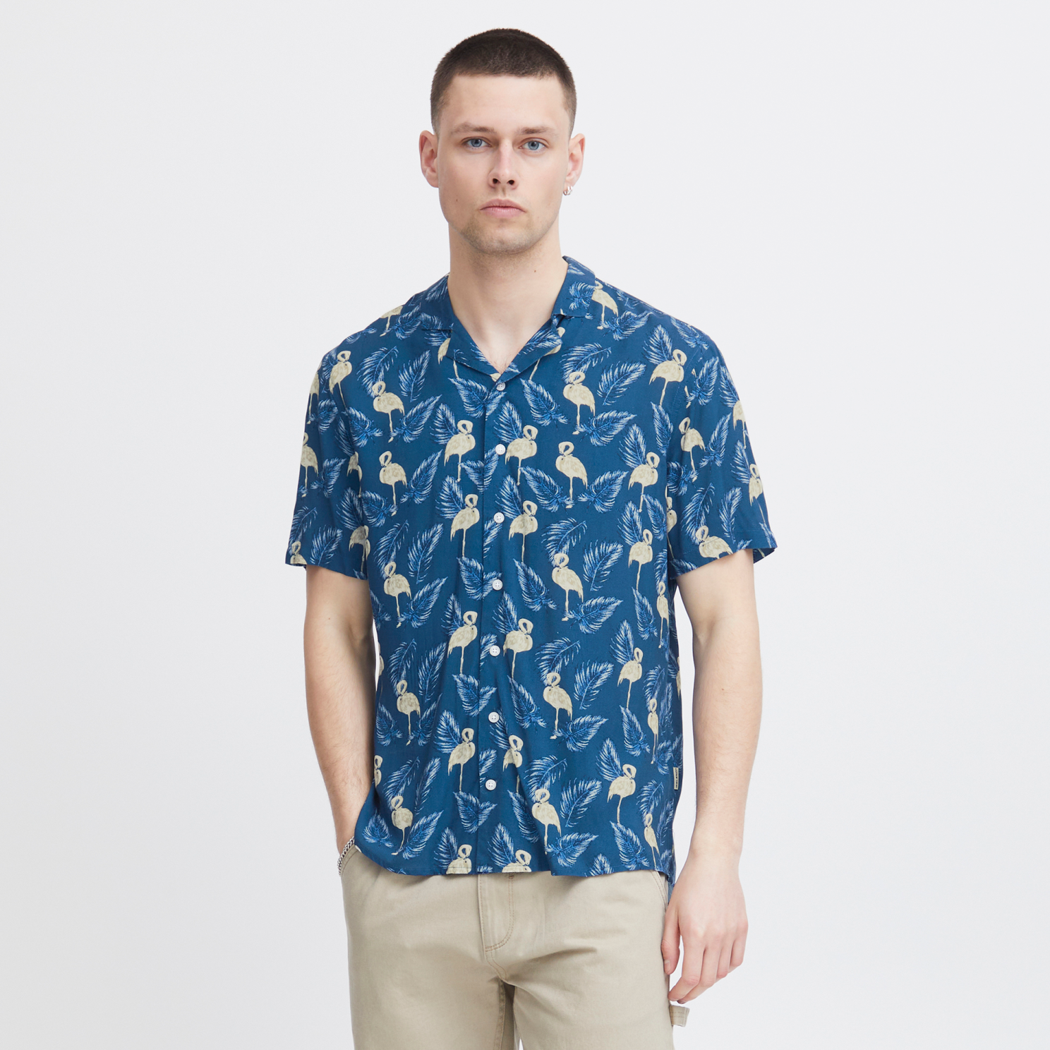 Blend Herre Kortærmet Skjorte – Navy Peony Tilbud!