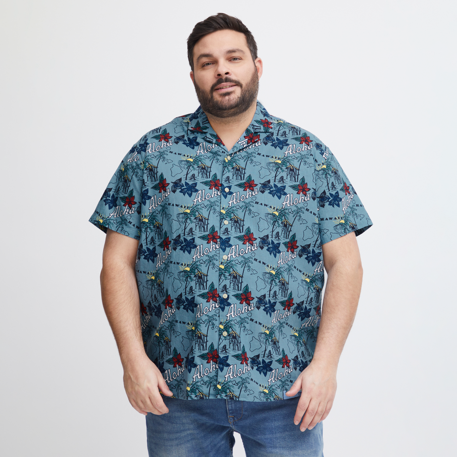 Moderne Plus Size Herreskjorte – Captain 39 Blå på udsalg!