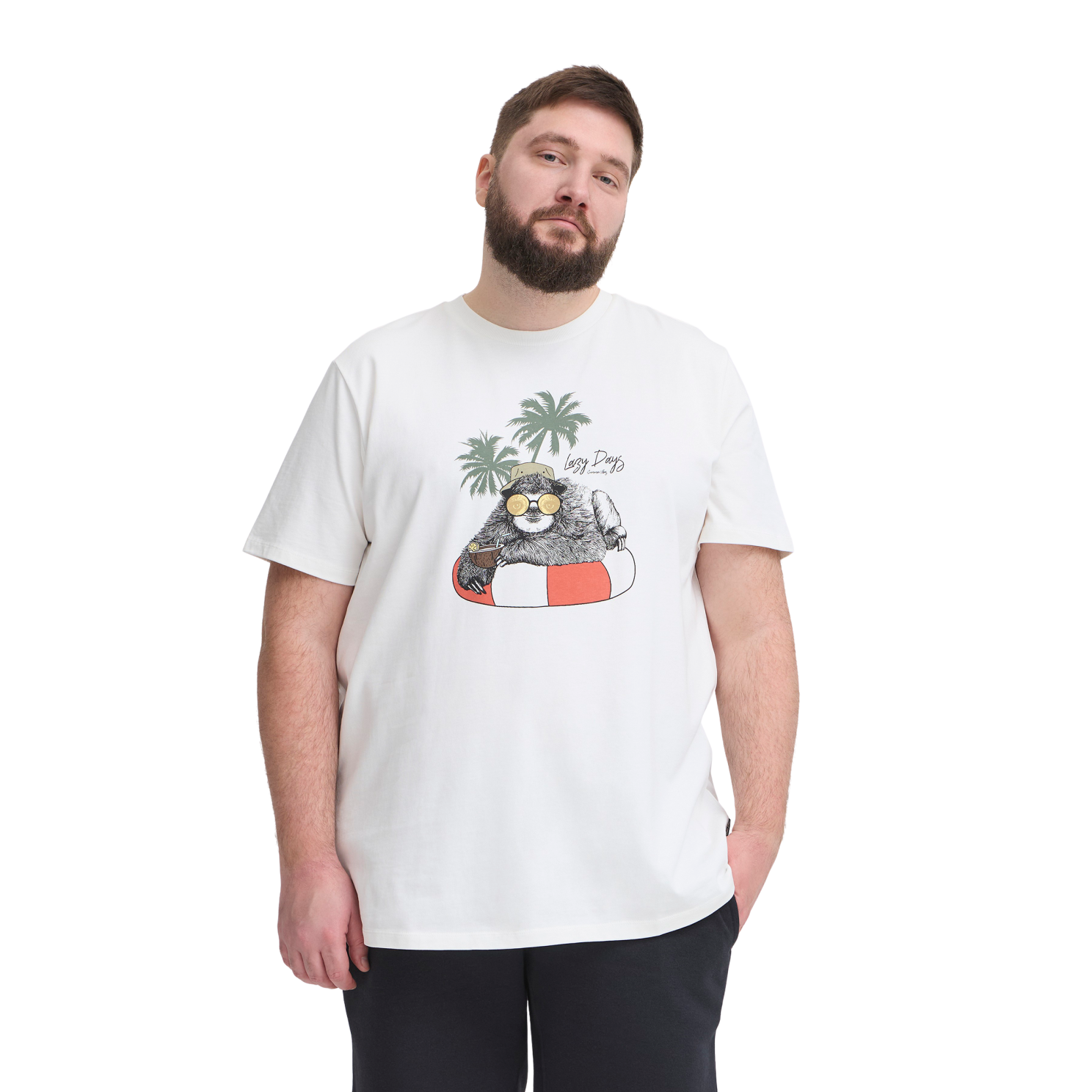 Blend Herre T-shirt – Hvid Sloth i Plus Size Tilbud