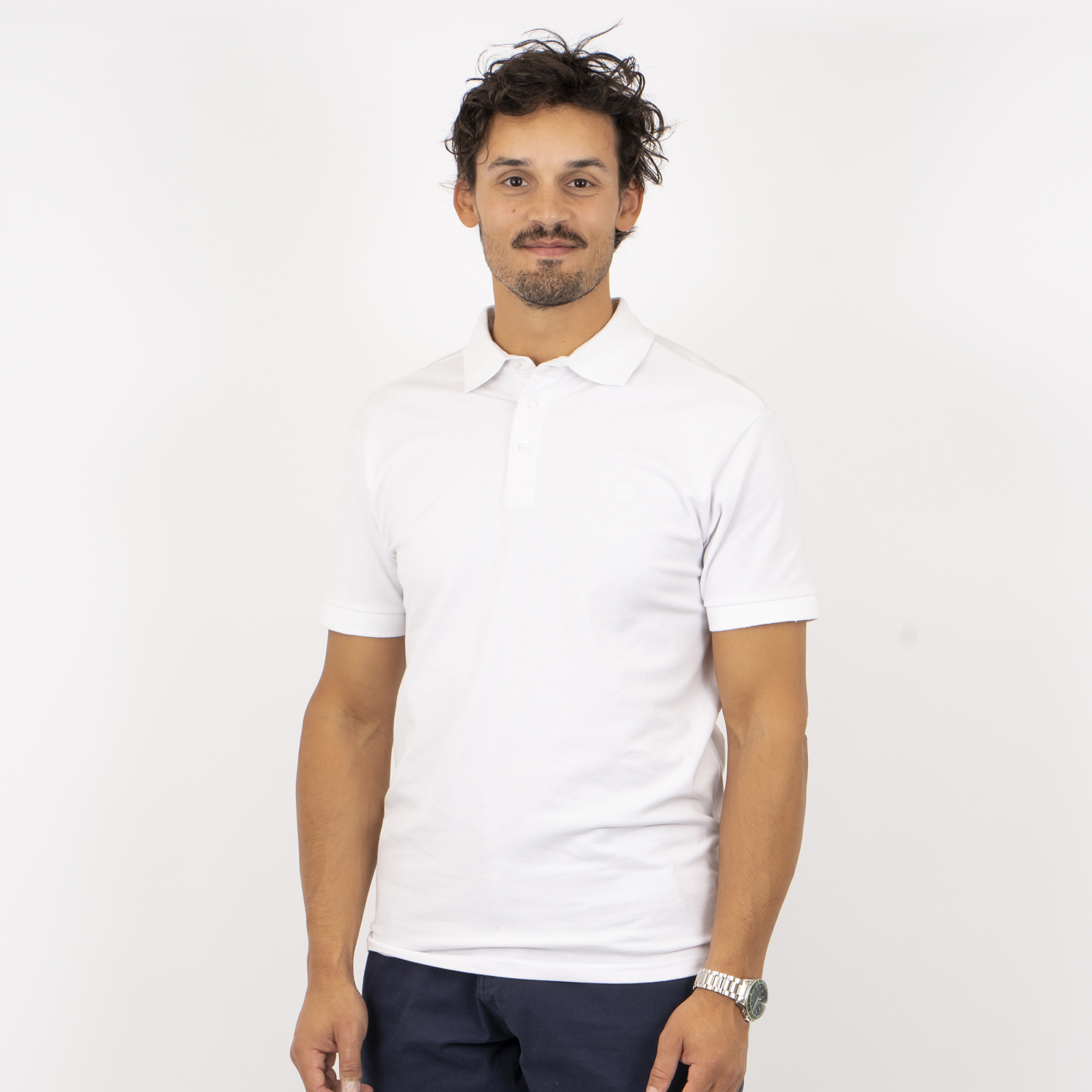 Carnét Mathieu Herre Polo – Lys Hvid Plus Size Tilbud!