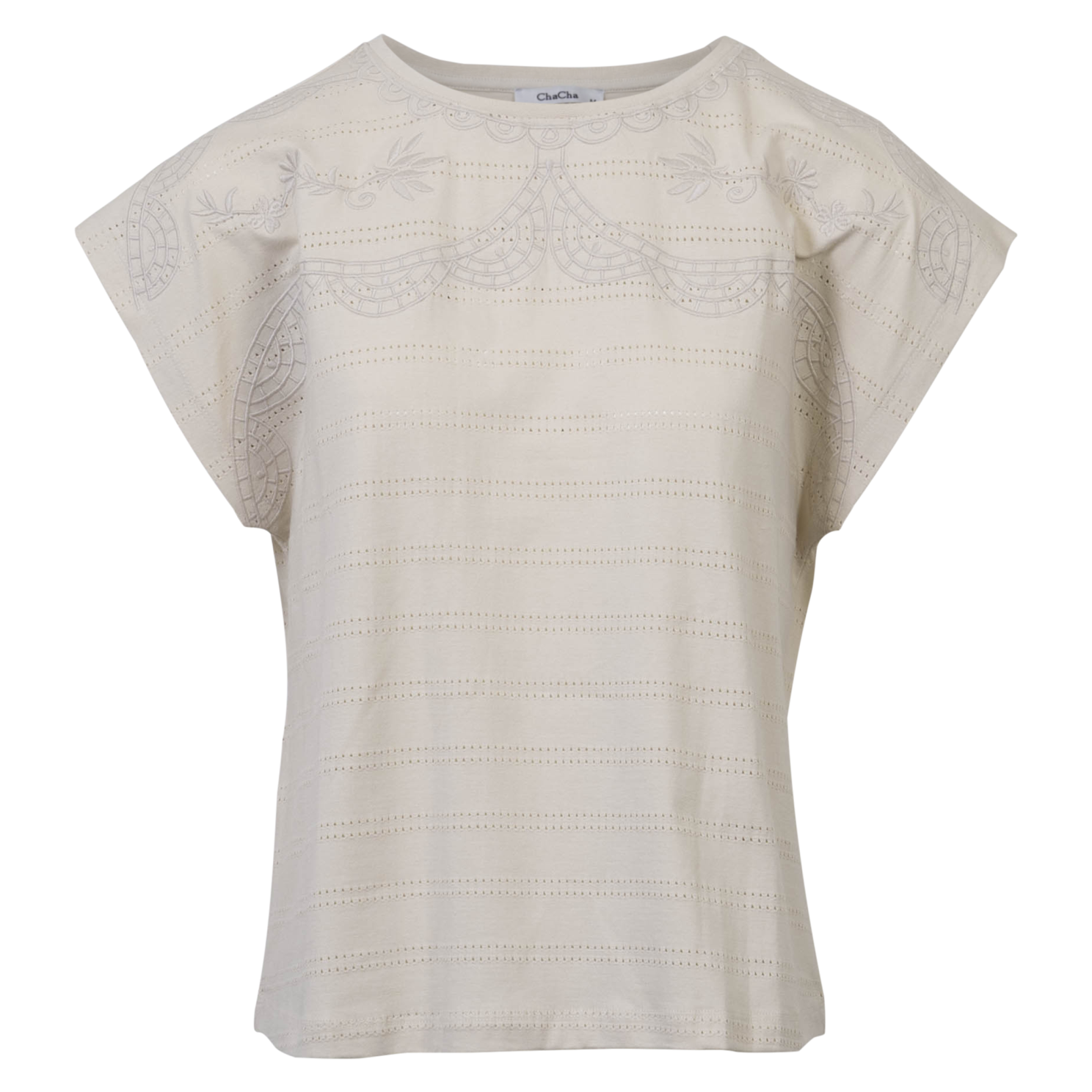Chacha Dame Bluse Beige   i Store Plus Size Størrelser