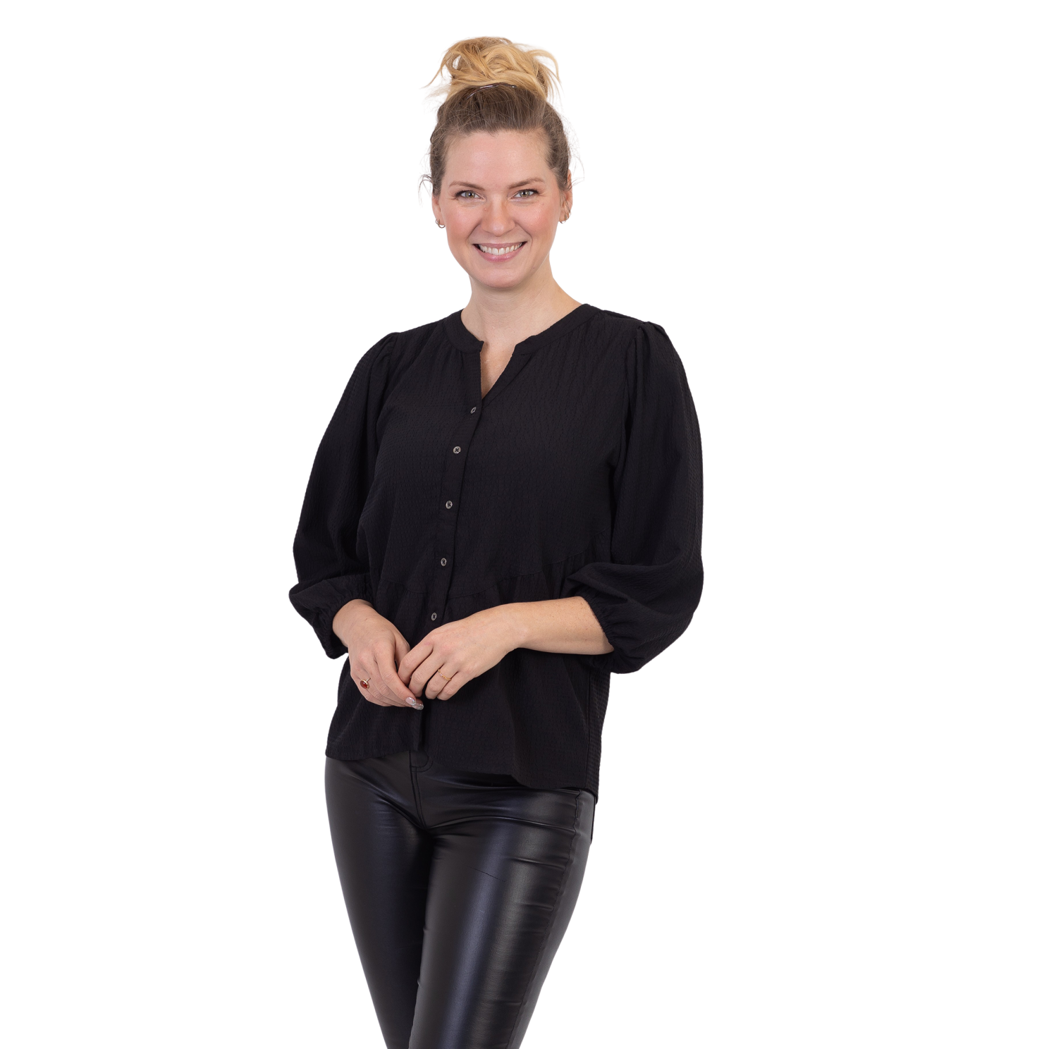 Chacha Plus Size Damebluse – Sort Elegance Tilbud!