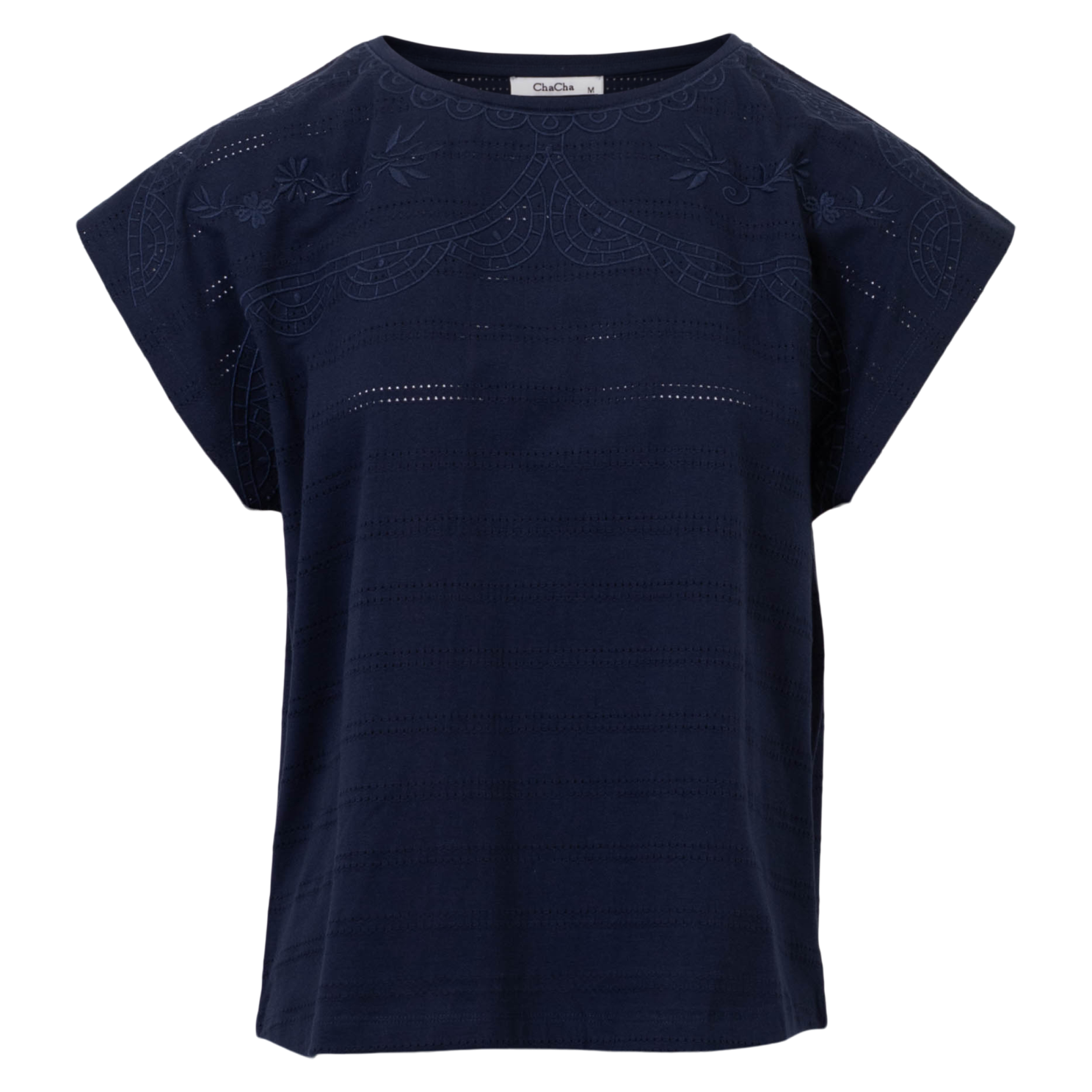 Chacha Dame Bluse Navy   i Store Plus Size Størrelser