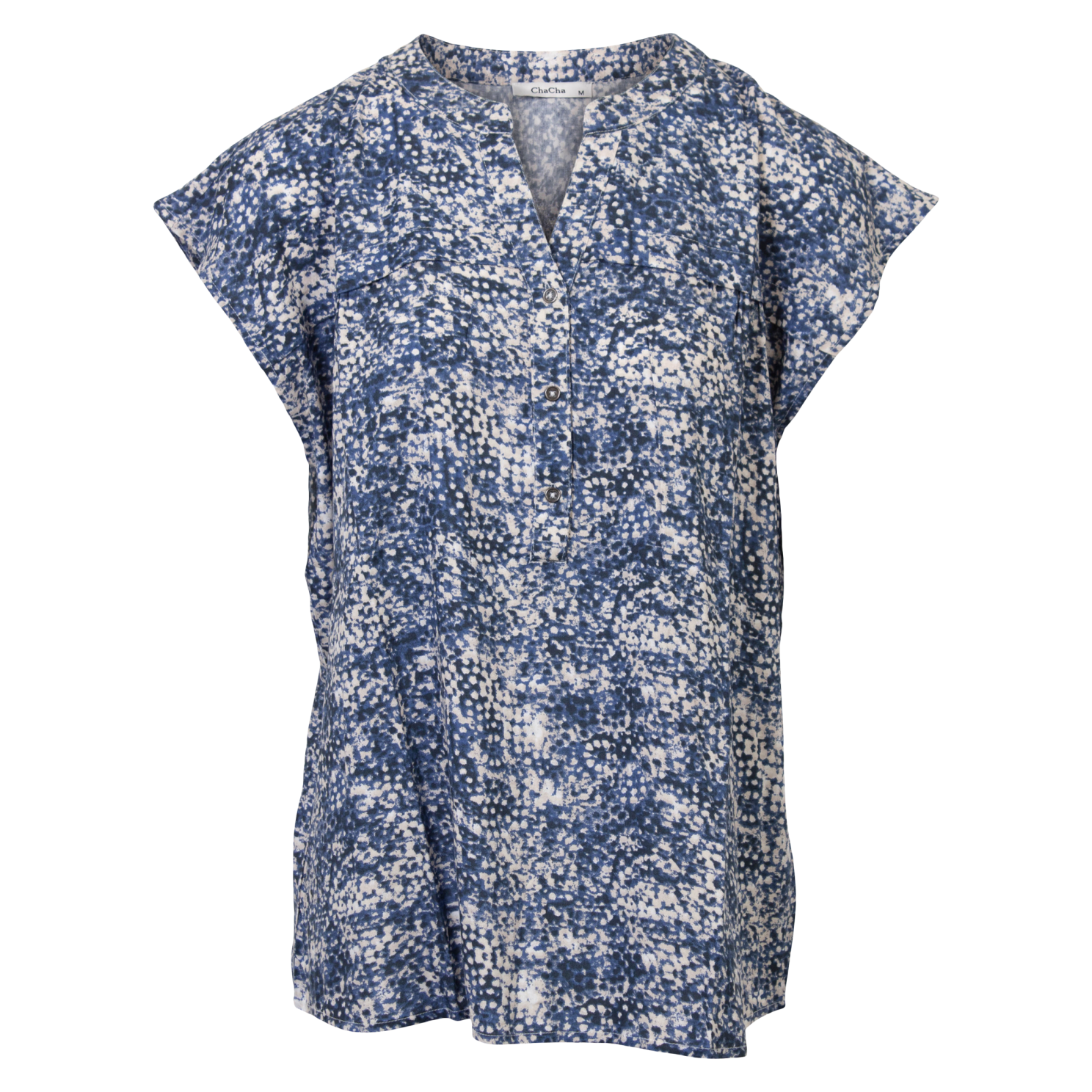 Chacha Dame Bluse Navy   i Store Plus Size Størrelser