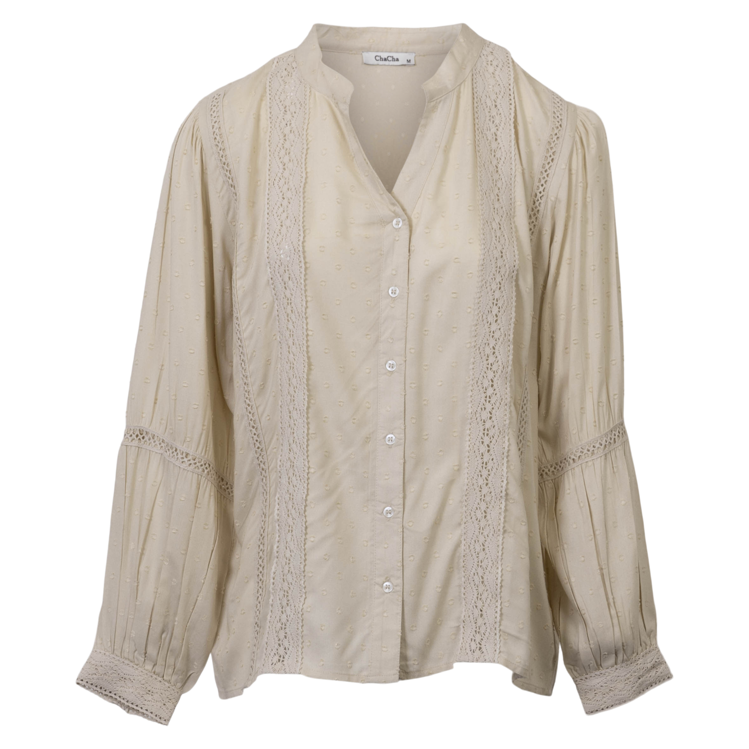Chacha Dame Bluse Taupe   i Store Plus Size Størrelser
