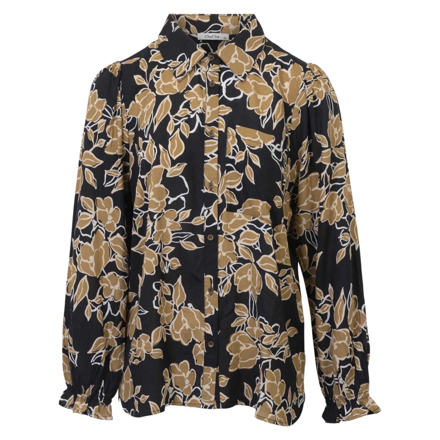 Chacha Dame Skjorte Flower Aop   i Store Plus Size Størrelser