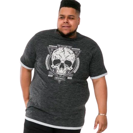 D5555 Darrren Herre T-shirt Plus Size – Sort Tilbud!