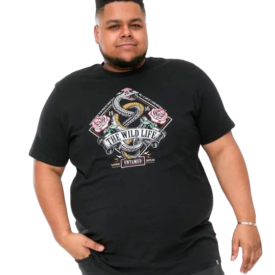 D5555 Malcom Herre T-shirt Plus Size – Sort Tilbud!