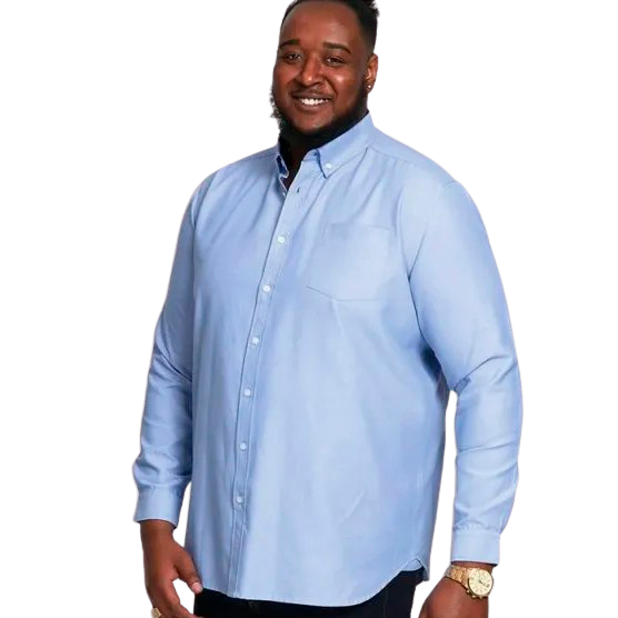 D555 Richard Herre Skjorte Plus Size Sky Blue    i Store Plus Size Størrelser