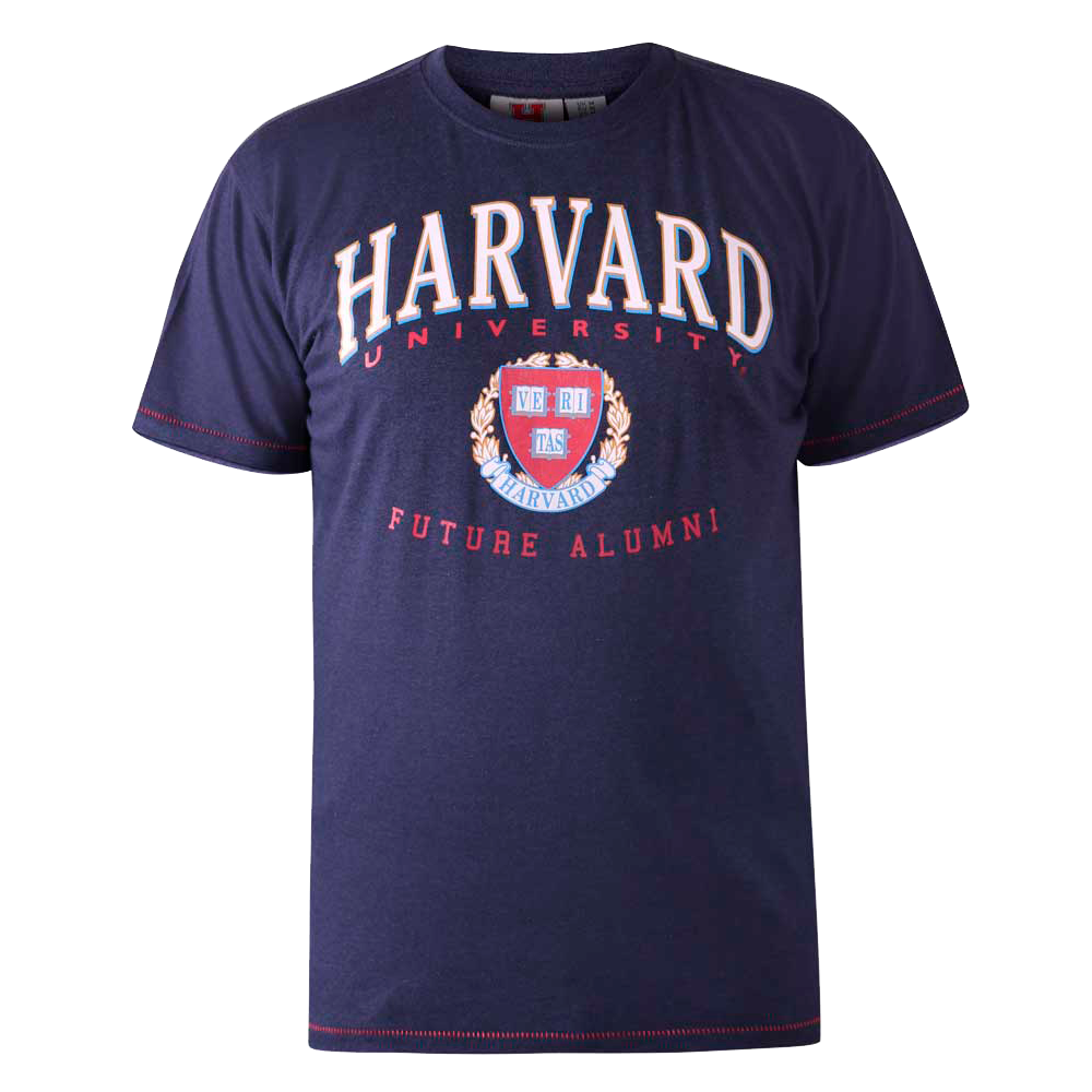 D5555 Plus Size Herre T-shirt – Navy Marl med Harvard Print