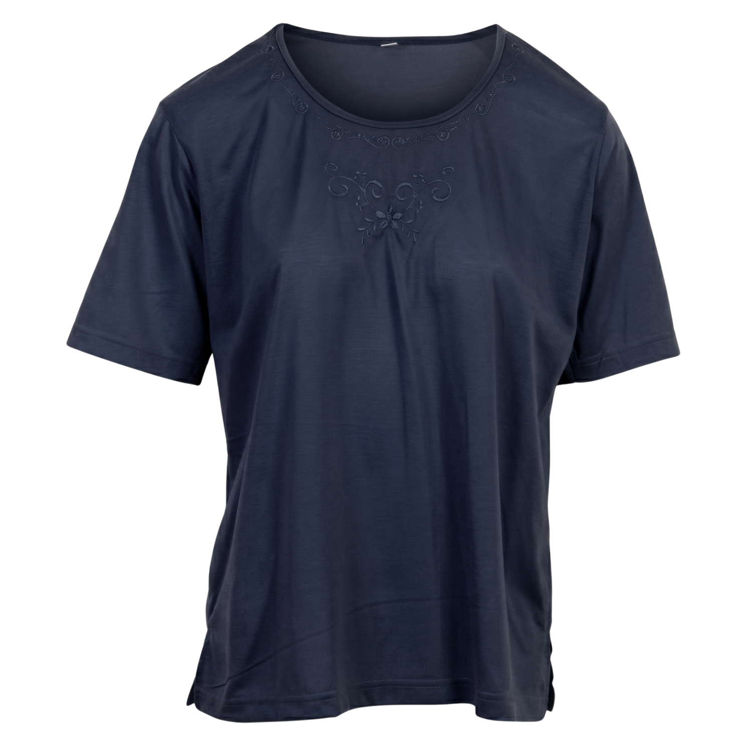 Dame  -shirt Navy   i Store Plus Size Størrelser