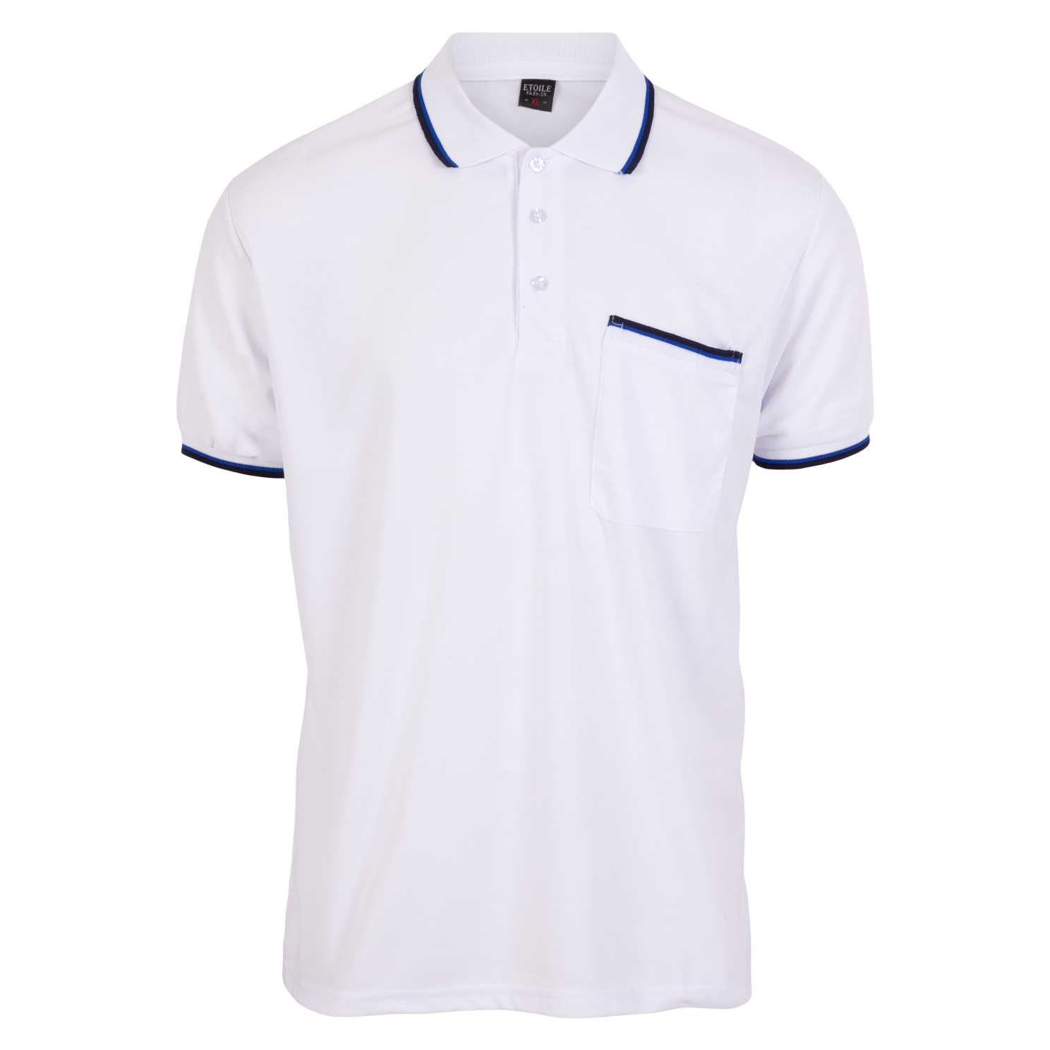 Etoile Herre Polo Hvid    i Store Plus Size Størrelser