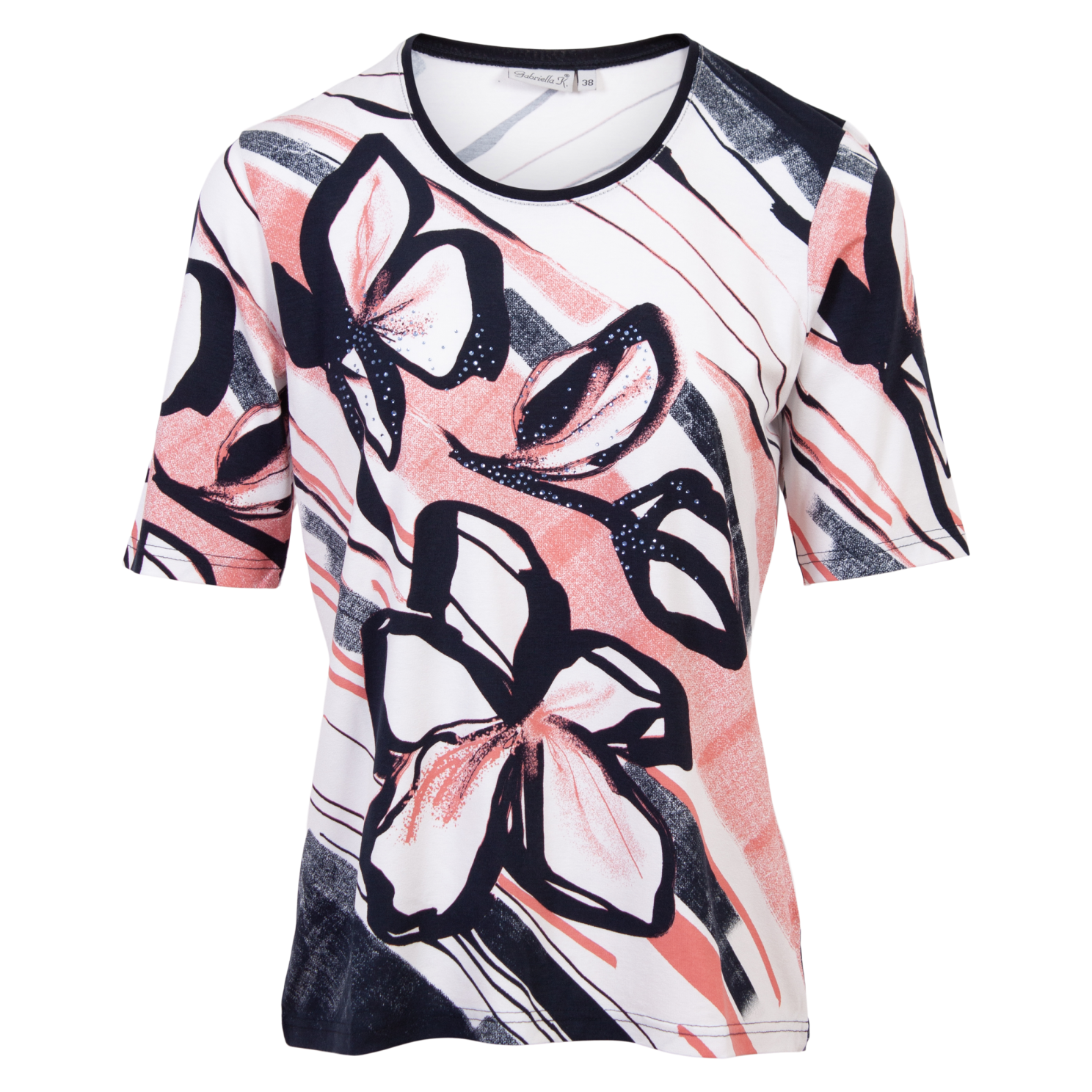 Gabriella K. T-shirt til Dame – Rød med Elegante Perler