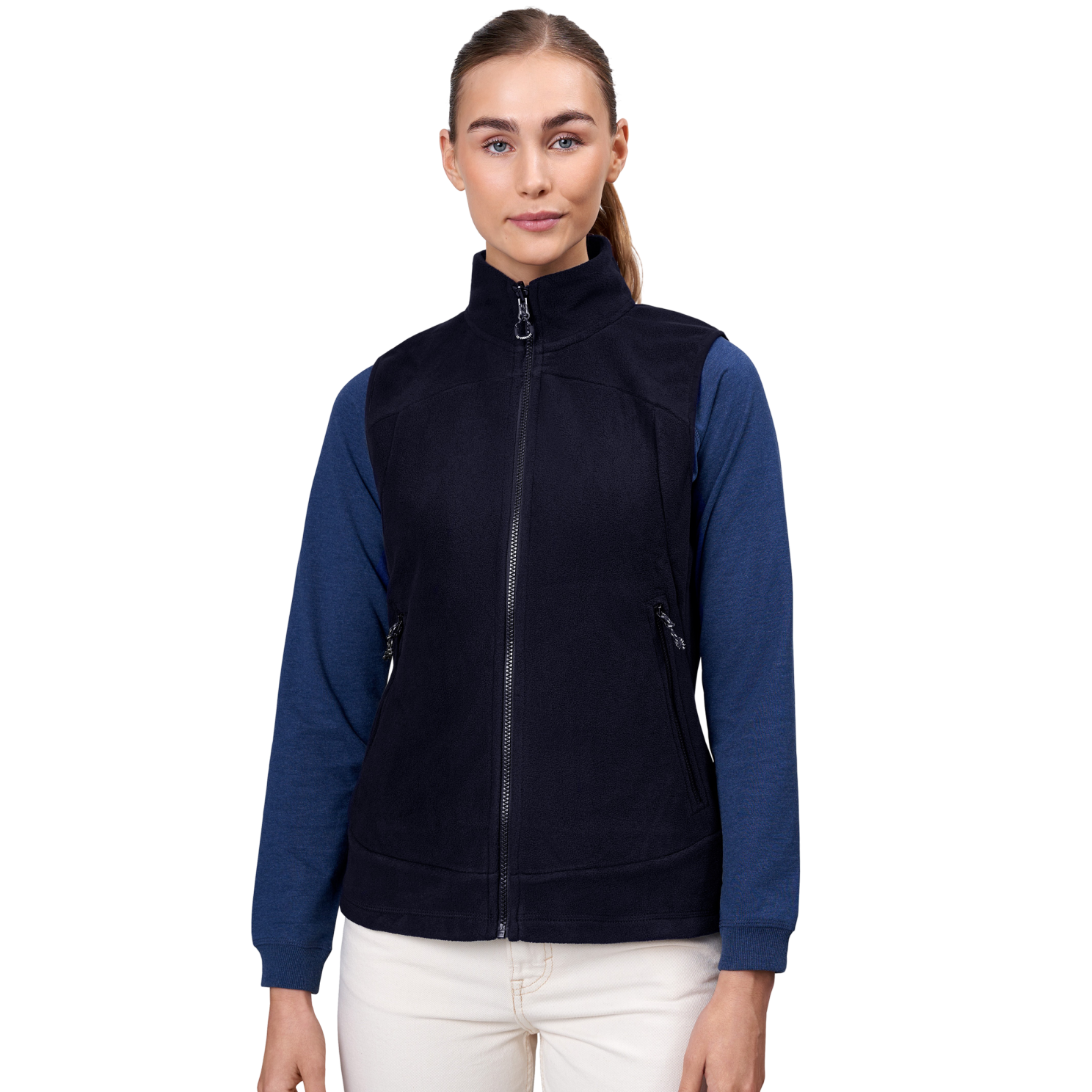 Aktiv Fleecevest til Dame – Navy Plus Size Tilbud